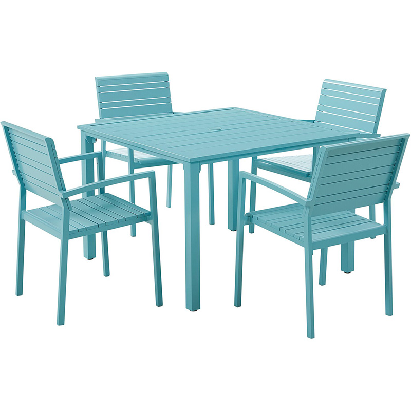 Mod Furniture Luna 5 Piece Slat Dining Set-Teal
