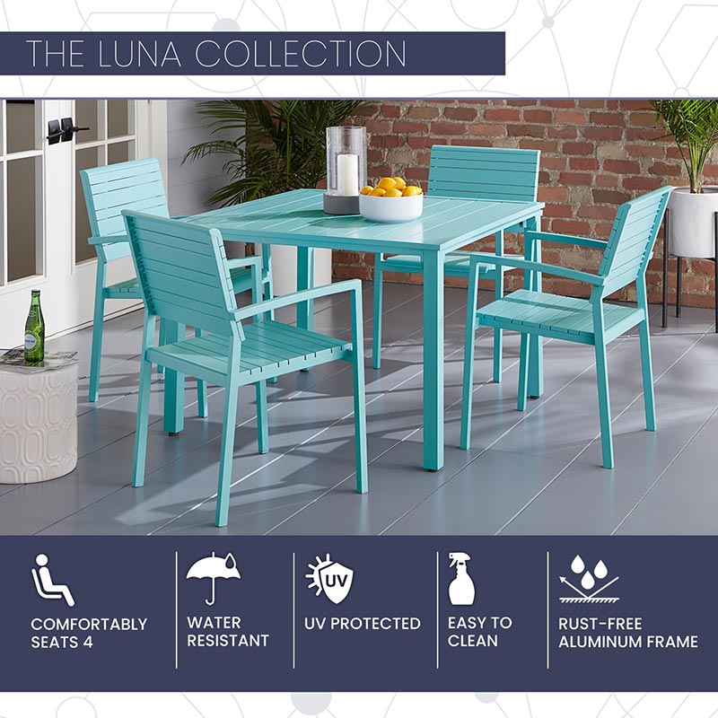 Mod Furniture Luna 5 Piece Slat Dining Set-Teal