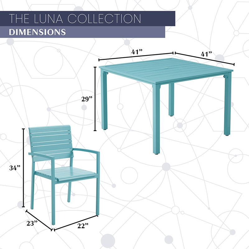 Mod Furniture Luna 5 Piece Slat Dining Set-Teal