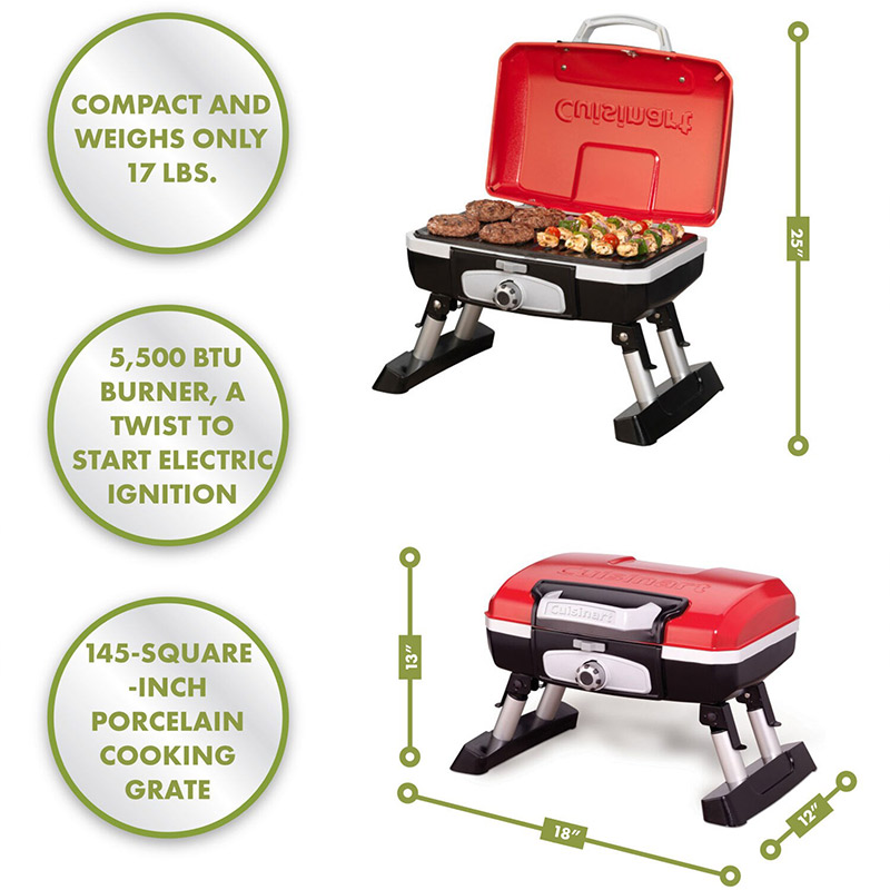 Cuisinart Red Petit Gourmet Tabletop Portable Gas Grill