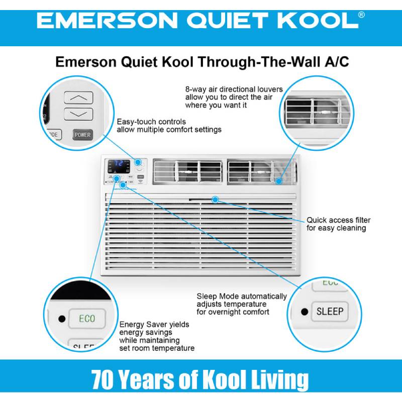 Emerson Quiet Kool EATE14RSD2T 14,000 BTU Heat/Cool Wifi Through the Wall Air Conditioner 4