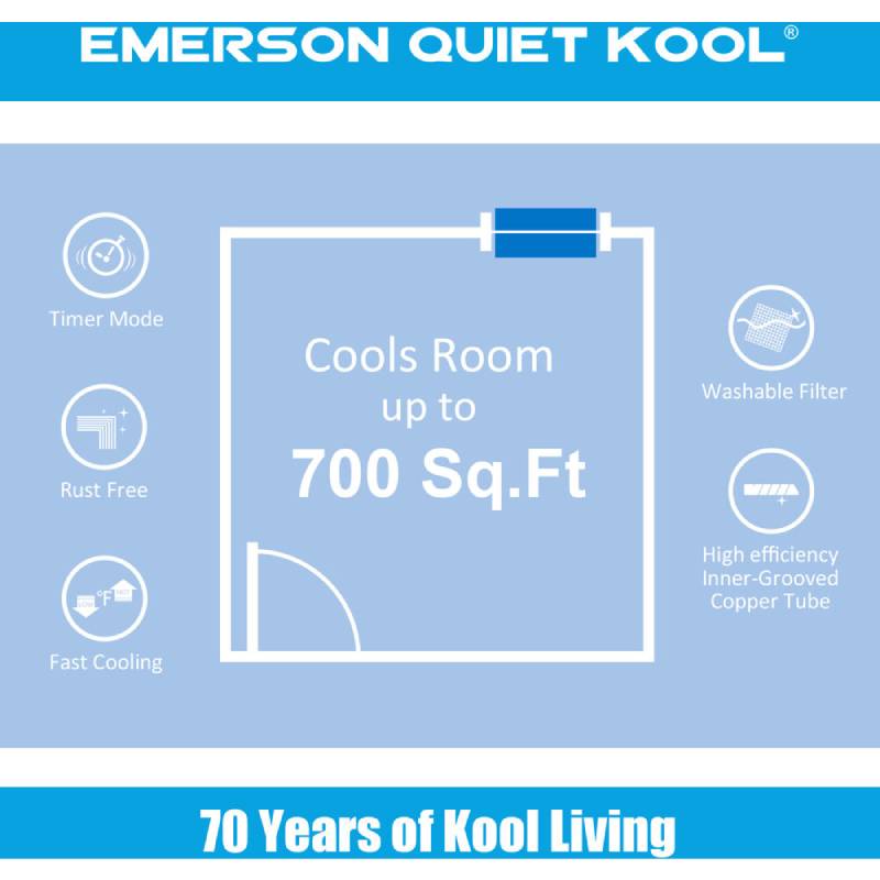 Emerson Quiet Kool EATE14RSD2T 14,000 BTU Heat/Cool Wifi Through the Wall Air Conditioner 6