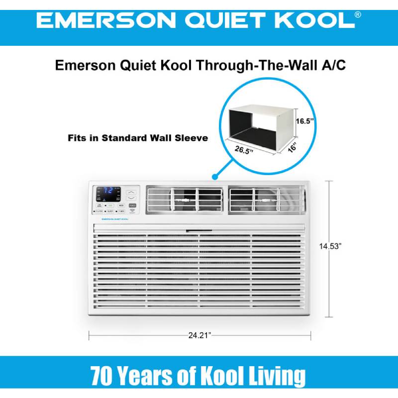 Emerson Quiet Kool EATE14RSD2T 14,000 BTU Heat/Cool Wifi Through the Wall Air Conditioner 3
