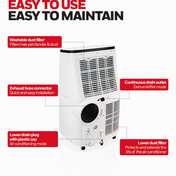Honeywell HJ2CESWK8 12000 BTU Portable 3-in-1 Air Conditioner/Dehumidifier/Fan