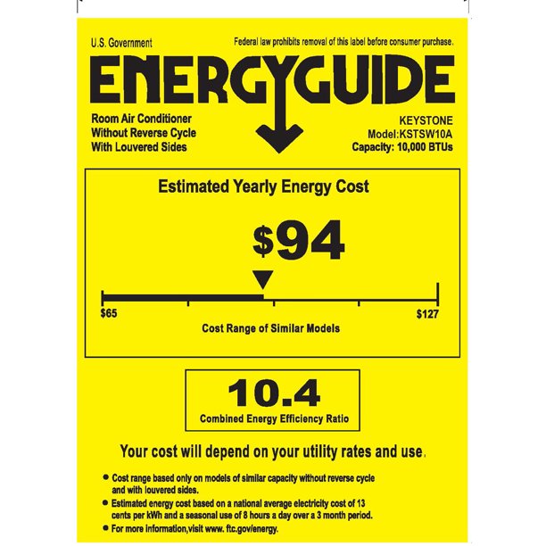 Keystone KSTSW10A 10,000 BTU Slider/Casement Window Air Conditioner