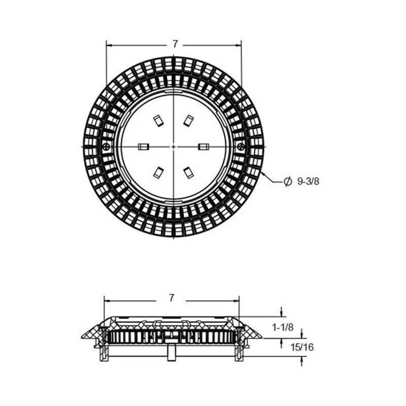 AquaStar CC8103 8" Light Gray AV Pebbletop Drain and Frame