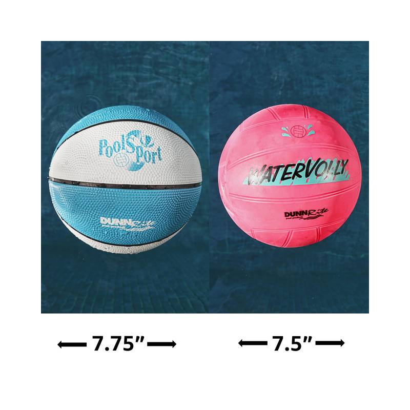 Dunn-Rite Pool Sport Stainless Basketball and Volleyball Combo Set 3