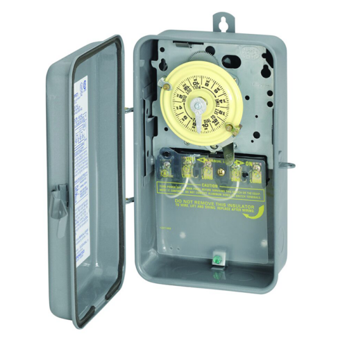Intermatic T104R3 240V DPST Outdoor Mechanical Timer-Steel Box