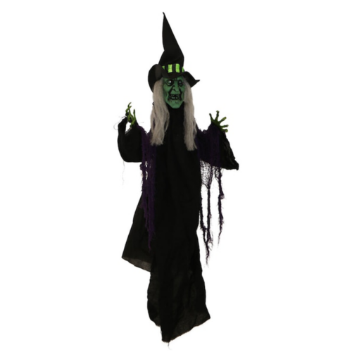 Haunted Hill Farm HHWITCH-29HLSA 40" Animated Hanging Light Up Witch