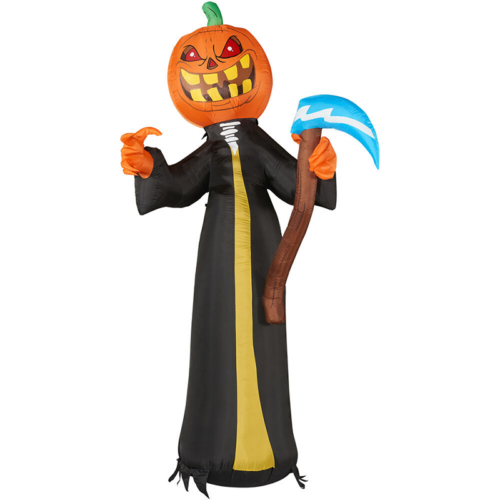 Haunted Hill Farm HIJOL101-LA 10ft Inflatable Jack O Lantern Reaper with Moving Head and Lights