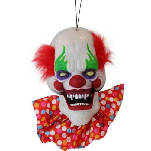 Haunted Hill Farm HHDHCLOWN-1LSA 20_ Hanging Talking Clown Head 1