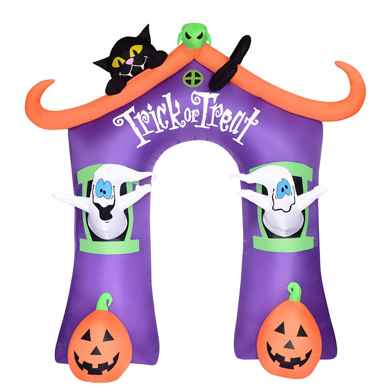 Haunted Hill Farm HITOTARCH091-L 9ft Inflatable Trick or Treat Arch with Lights