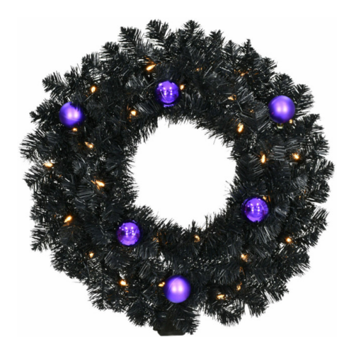 haunted-hill-farm-haunted-hill-farm-24-in-spooky-black-tinsel-wreath-with-warm-white-led-lights-and-purple-ornaments-hh024tinwr-5bl__45914
