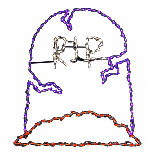 Haunted Hill Farm FFHELED043-RIP0-PUR LED RIP Tombstone 42" x 43"H