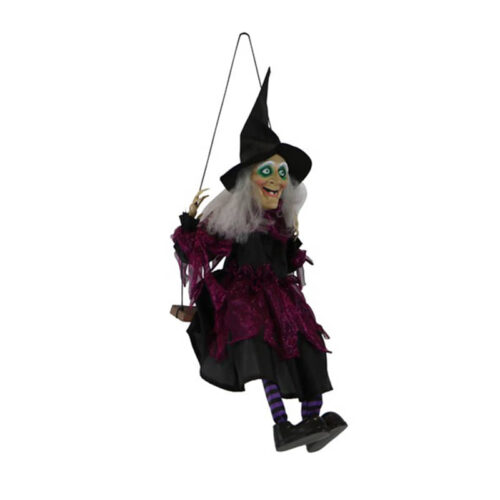Haunted Hill Farm HHMNWTC-5HLS 39" Kicking Witch on Swing