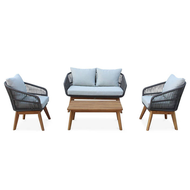 Hospitality Rattan Divers Cove 4-Piece Settee Acacia Wood Set
