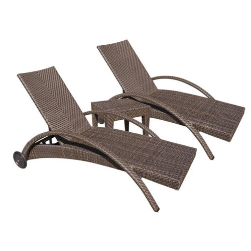 Hospitality Rattan Soho Patio 3-Piece Chaise Lounge Set