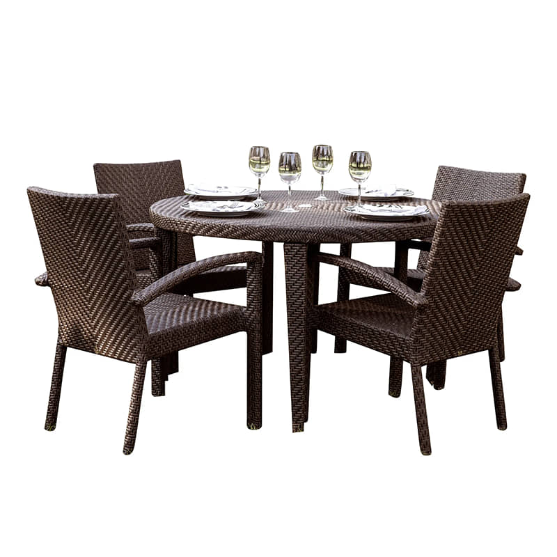 Soho 5-Piece Round Dining Arm Chair Set with Cushions Soho 5-Piece Round Dining Arm Chair Set with Cushions