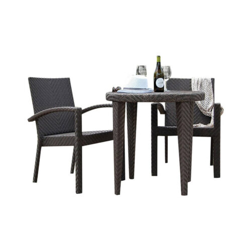 Hospitality Rattan Soho 3-Piece Dining Arm Chair Bistro Set