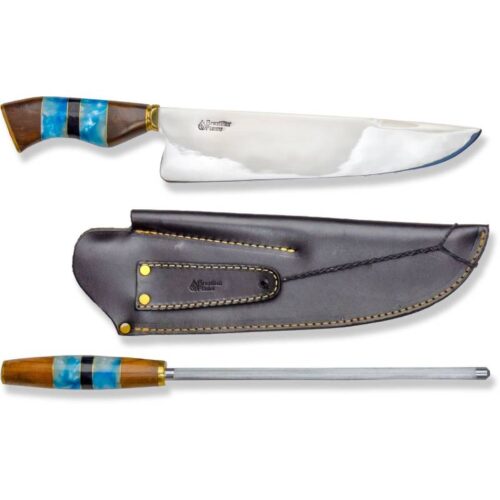 Brazilian Flame 10_ Picanha Blue Rumpsteak Traditional Set Stainless Steel 3mm Knife and Sharpener 1