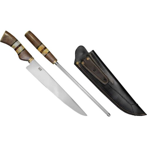 Brazilian Flame 10_ Traditional Line Stainless Steel Knife 3mm with Sharpener and w_Case Rib Set 1