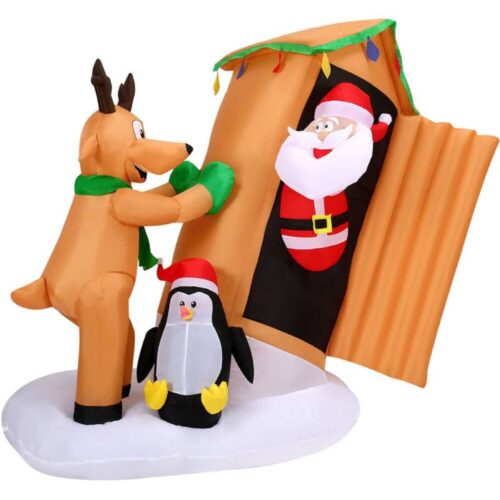 Christmas Time 4 Inflatable Santa in Outhouse with Lights 1