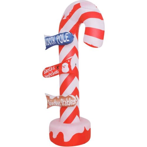 Christmas Time 6 Inflatable Direction Sign Candy Cane with Lights 1