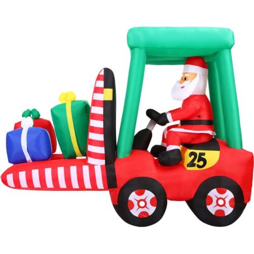Christmas Time 8 Inflatable Santa in Fork Lift with Lights 1
