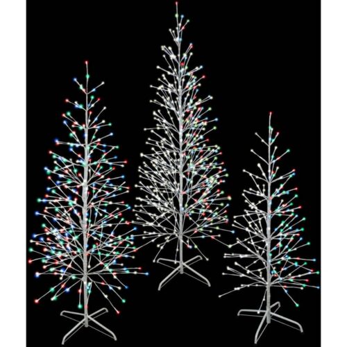 Fraser Hill Farm Set of 3 Color Changing Birch Trees with Multi-Colored LED 1