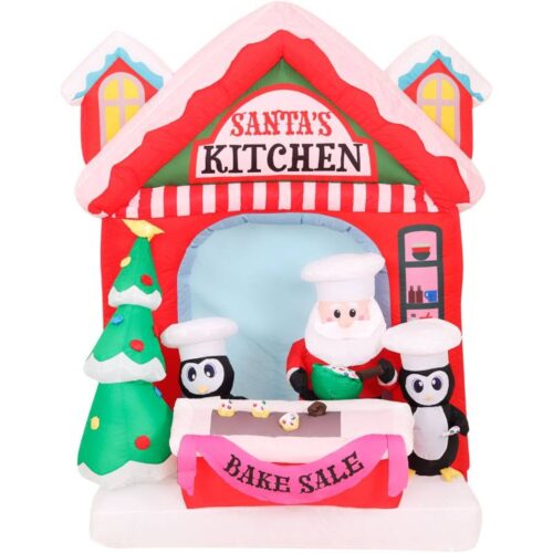 Fraser Hill Farm 7' Inflatable Santa's Kitchen with Lights 1
