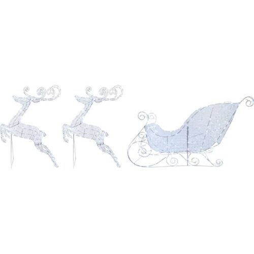 Fraser Hill Farm 37 Two Jumping Deers and Crystal Sled with White LEDs and Controller 1