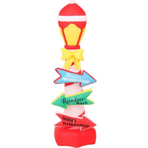 Fraser Hill Farm 7 Inflatable Direction Sign Lamp Post with Lights 1