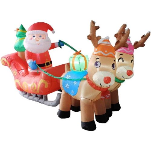 Fraser Hill Farm 7 length Santa Sleigh and Reindeer with Lights 1