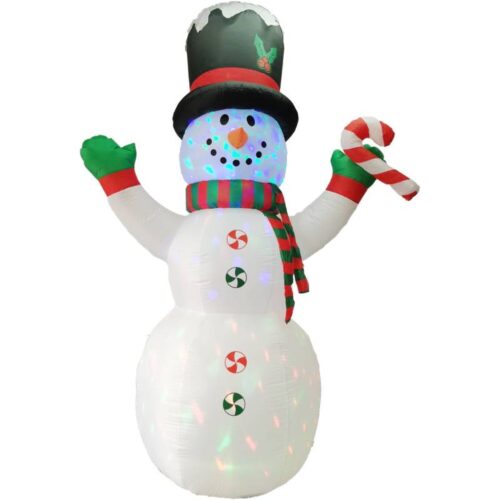 Fraser Hill Farm 8 Snowman Holding Candy Cane with Lights 1
