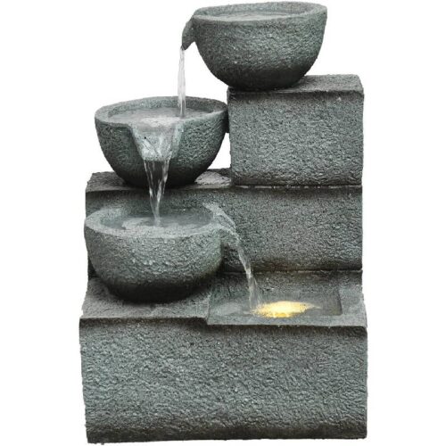 Hanover HAN022FNTN-01 22in Three Tier Cascade Polyresin Fountain with Lights 1