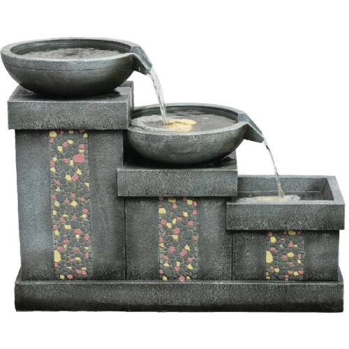 Hanover HAN026FNTN-02 26in Three Tier Horizontal Cascade Polyresin Fountain with Lights 1
