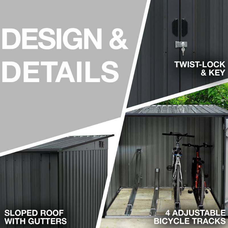 Hanover HANBIKESHD-GRY Galvanized Steel Bicycle Storage 7 x 7 7