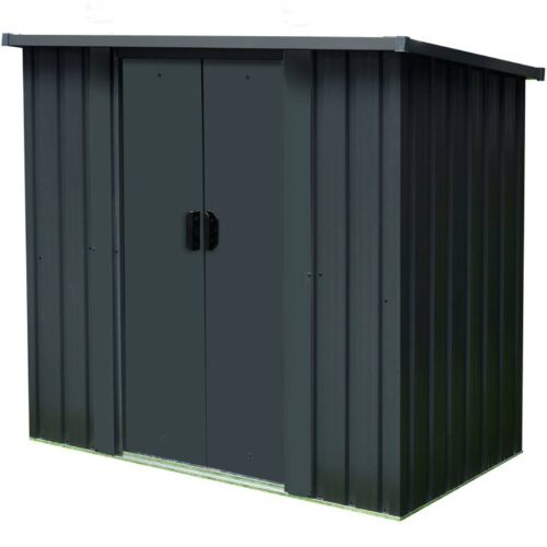 Hanover HANCOMSHD-GRY Galvanized Steel Compact Shed 2.8 x 4.8 x 4.4 1
