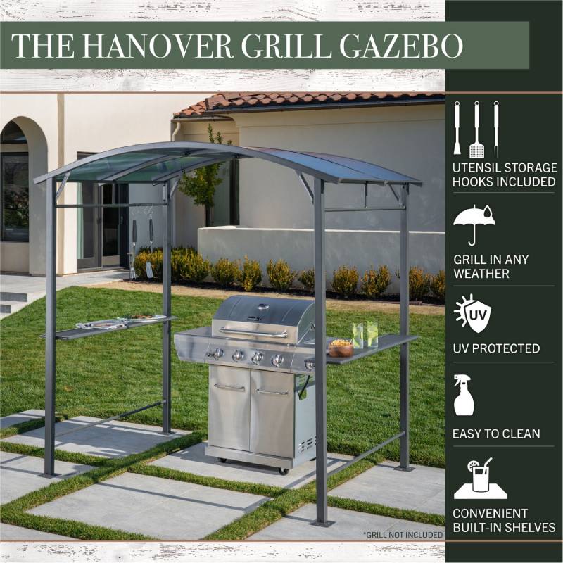 Hanover HANGRGAZ-GRY Grill Gazebo 90" x 59" x 90" 2