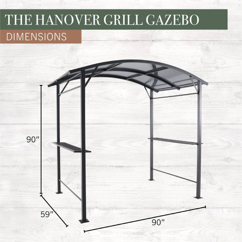 Hanover HANGRGAZ-GRY Grill Gazebo 90" x 59" x 90" 5