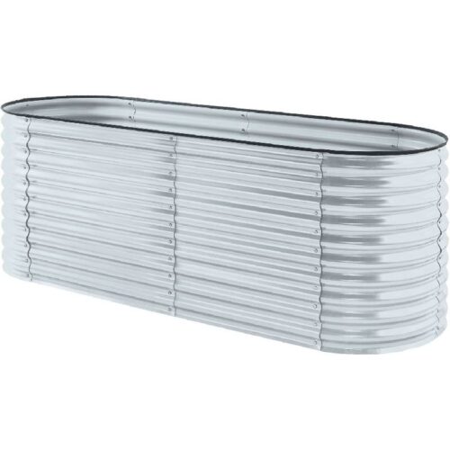 Hanover HANOVGB-2SLV Galvanized Steel Oval Round Raised Planter Bed 94 x 31 x 32 1