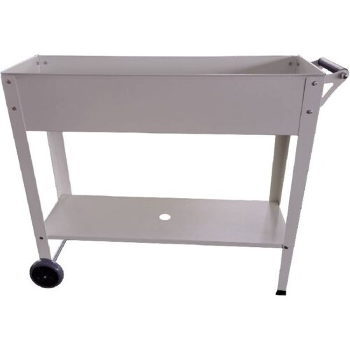 Hanover HANPLCART-WHT Galvanized Steel Mobile Raised Planter Bed Cart 37" x 22" x 31" 1