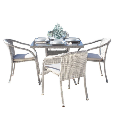 Hospitality Rattan Athens White 5-Piece Armchair Dining Set