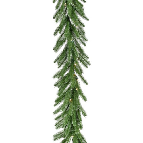 Fraser Hill Farm 9' Green Fir Garland with Warm White LED Lights
