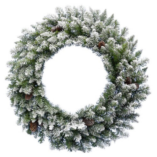 Fraser Hill Farm 36" Frosted Wreath with Pinecones