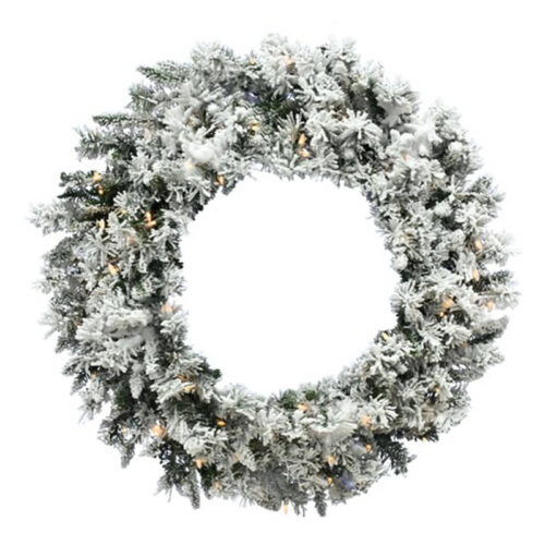 Fraser Hill Farm 24" Mountain Pine Flocked Wreath with LED Lights