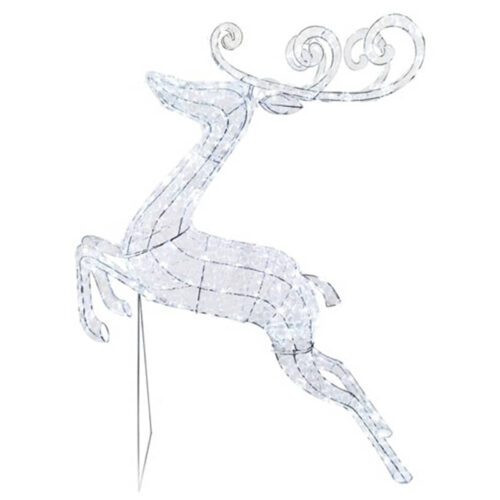 Fraser Hill Farm 57.5" Crystal Jumping Deer with 208 White LED Lights and controller