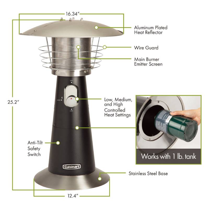 Cuisinart Grill 11000 BTU Portable Tabletop Patio Heater 3