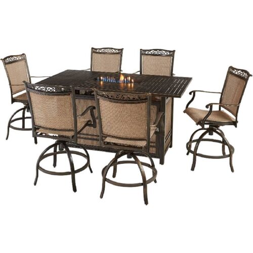 Hanover Fontana 7pc Fire Pit Dining Set 1