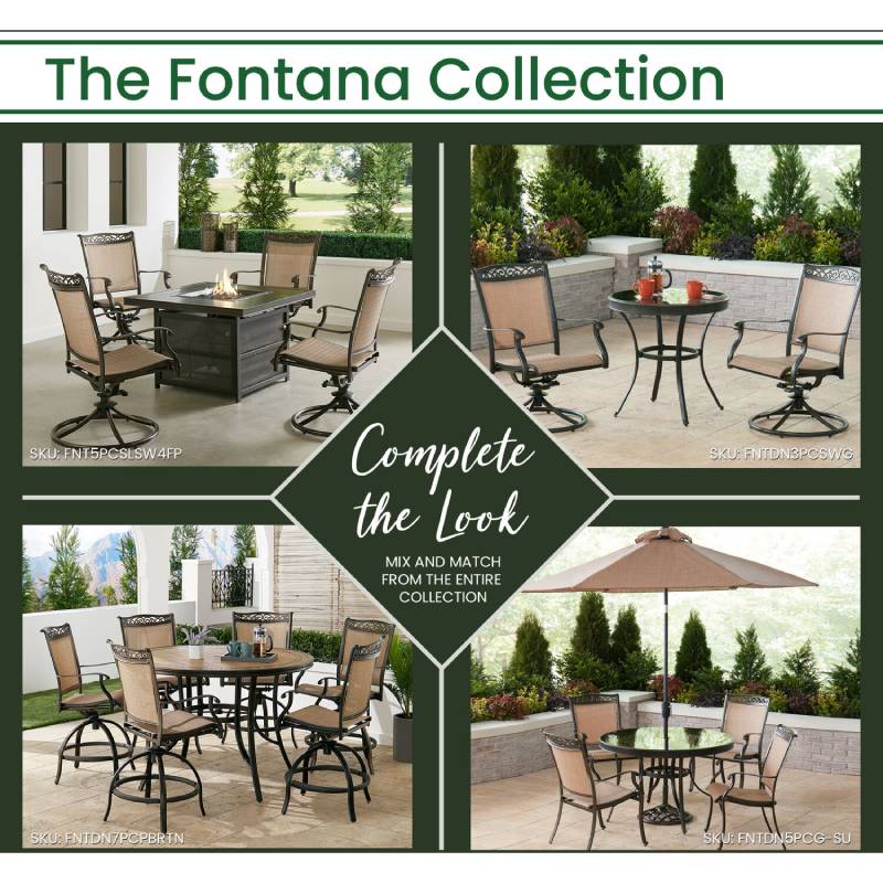Hanover Fontana 7pc Fire Pit Dining Set 6